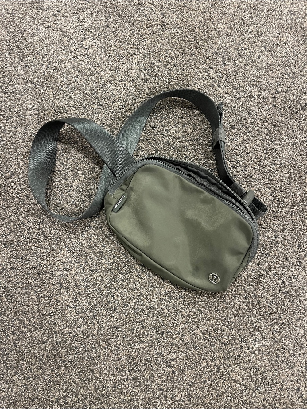 lululemon athletica Olive Green Waist Crossbody with Black Strap